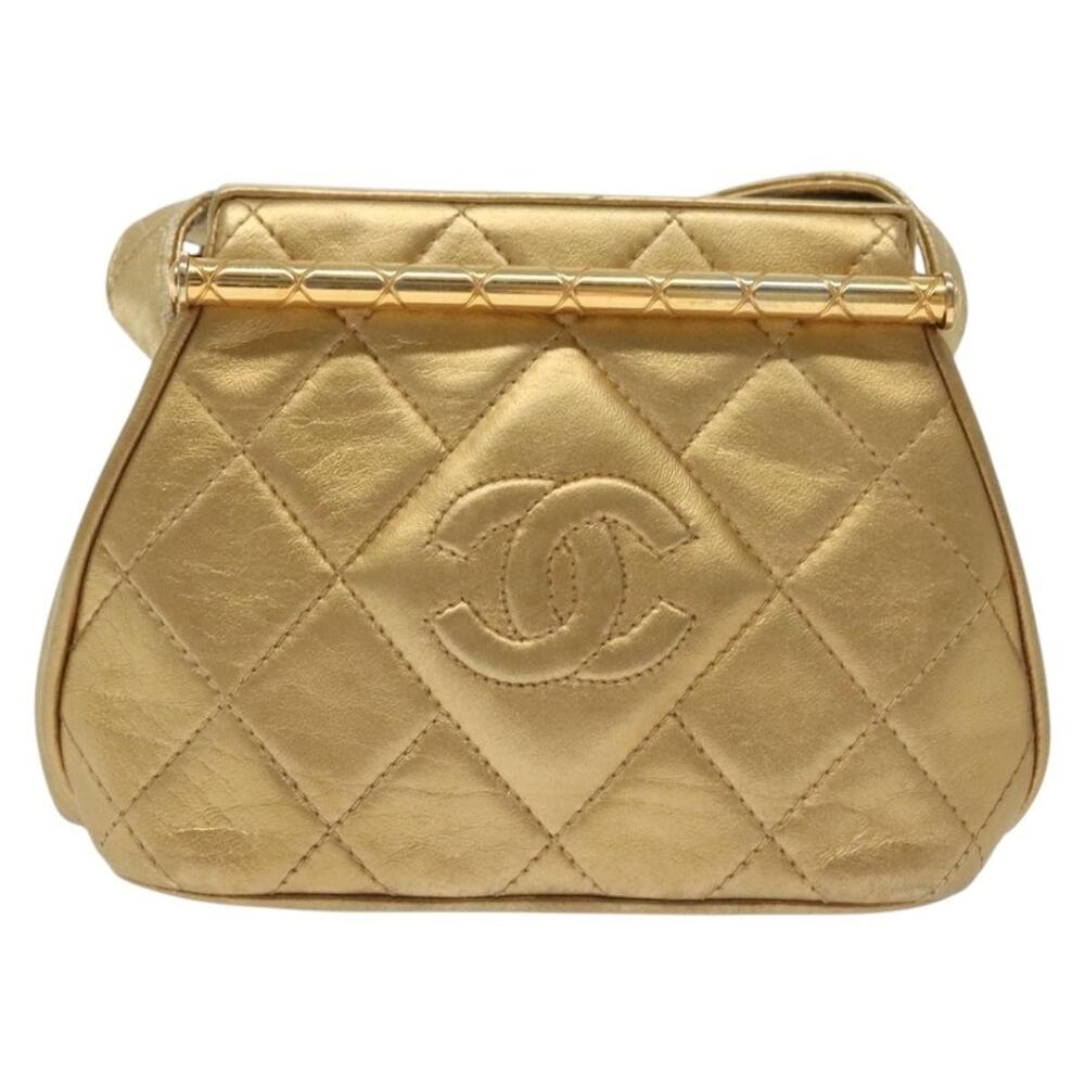 Chanel Matelasse Lambskin Leather Shoulder Bag Gold